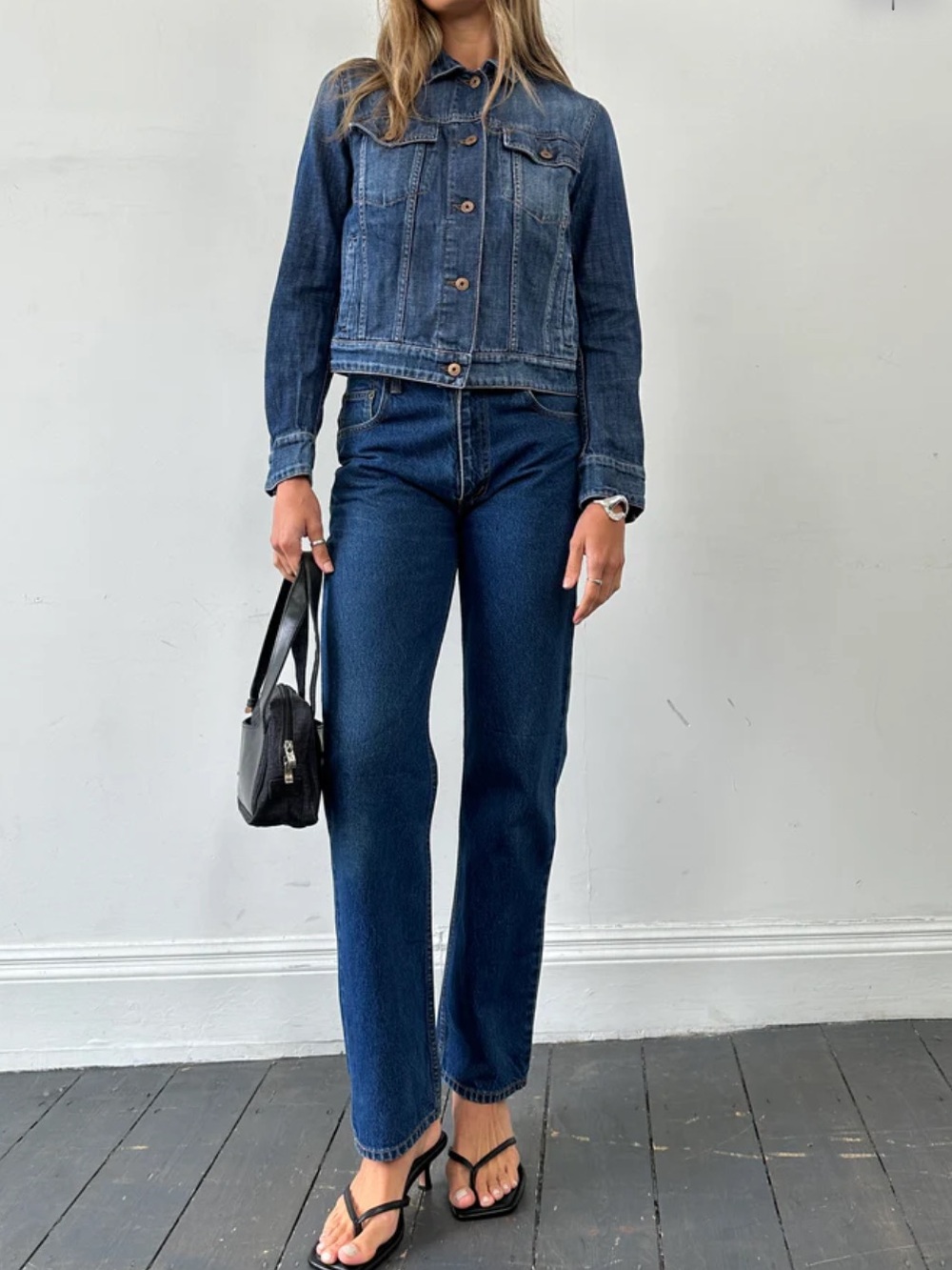 MaxMara Dark Indigo Jean Jacket Size 8 - Picture 2 of 7